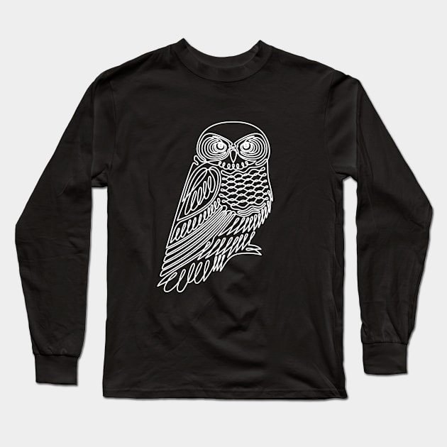 Owl continuous line trendy illustration Long Sleeve T-Shirt by Rohan Dahotre